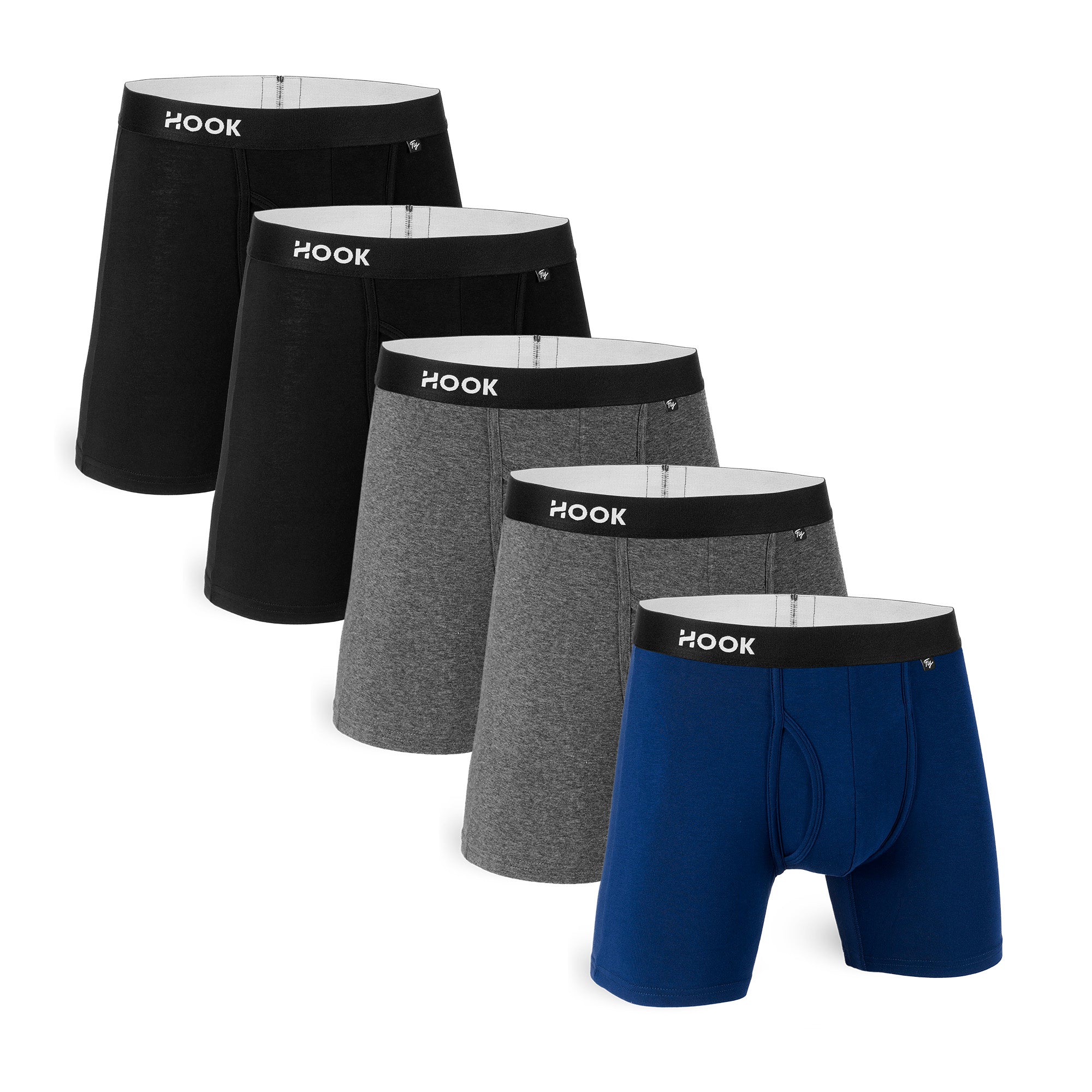 5 Fly Boxer Brief : Black, Charcoal, Navy