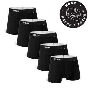 5 boxers courts Fly : Noir